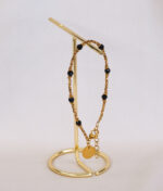 Bransoletka ze złotych hematytów i czarnych spineli 1 - obrazek 2