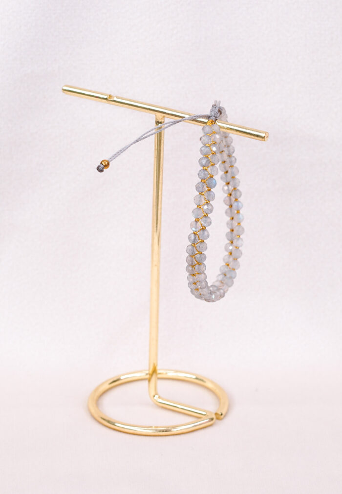 Bransoletka pleciona z 3mm labradorytów - obrazek 2