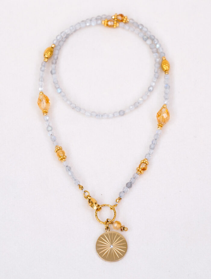 Naszyjnik labradoryt, cytryn - obrazek 2