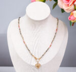 Naszyjnik jaspis dalmatyński, cyrkonia, hematyt