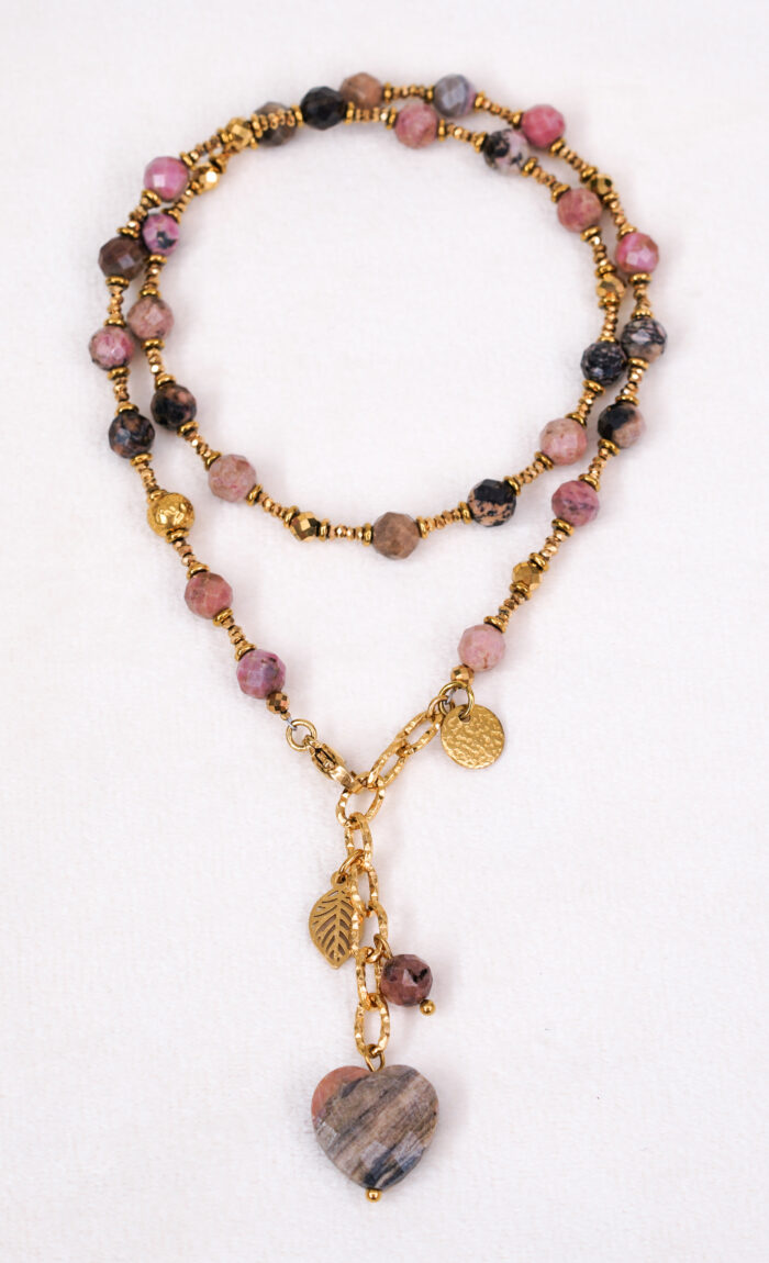 Naszyjnik rodonit serce - obrazek 2