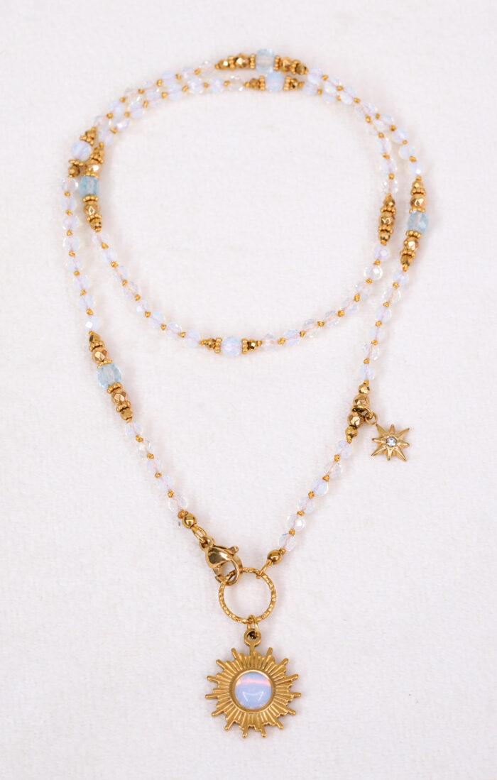 Naszyjnik opalit, topaz - obrazek 2