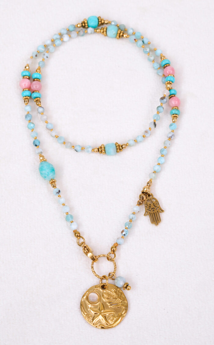 Naszyjnik larimar, amazonit, turkus, jadeit - obrazek 2