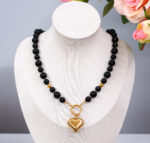 Naszyjnik onyks złote serce