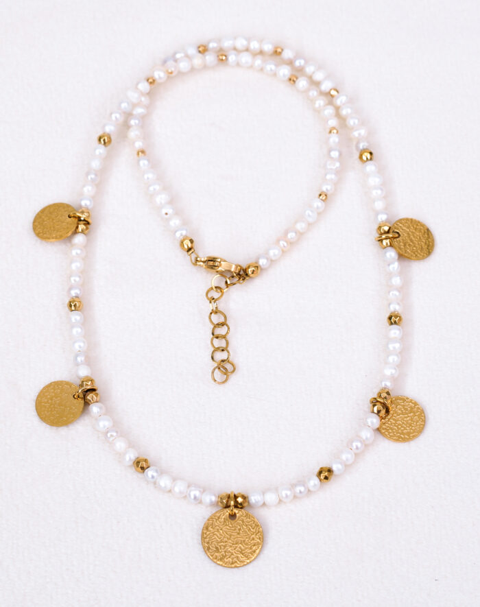 Naszyjnik perełki, monetki - obrazek 2