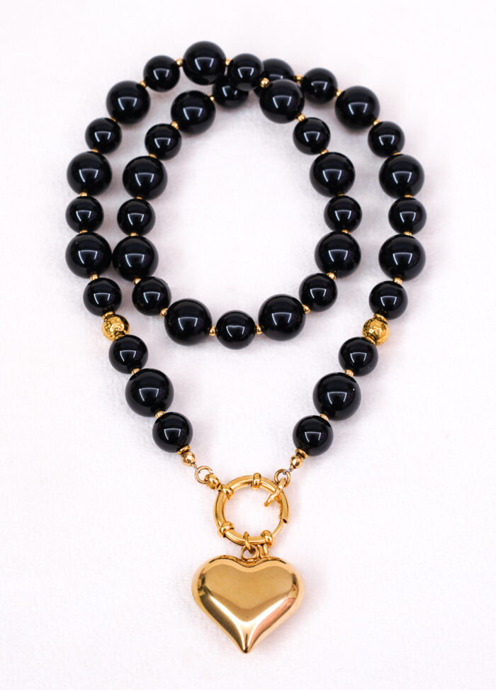 Naszyjnik onyks złote serce - obrazek 2