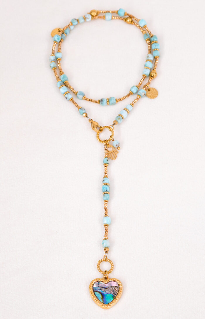 Naszyjnik larimar serce - obrazek 4