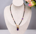 Naszyjnik czarny turmalin, ametyst 1