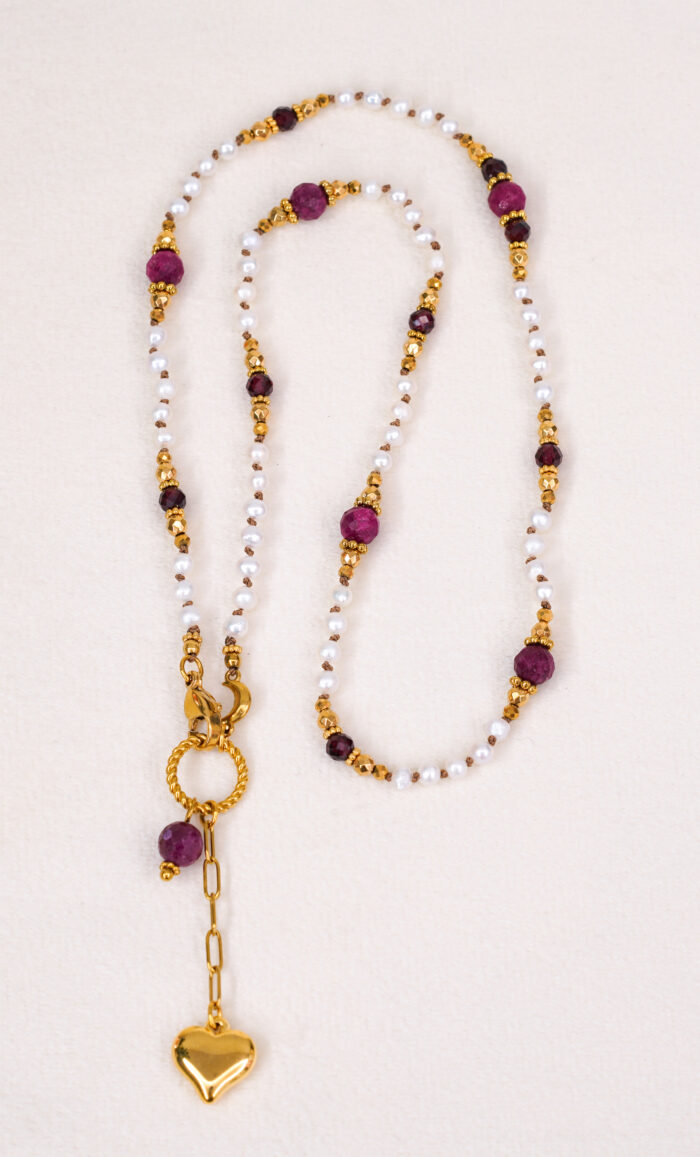 Naszyjnik perła, rubin - obrazek 2
