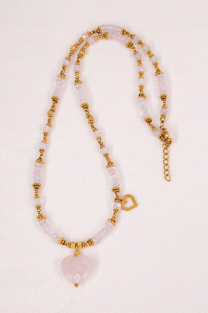 Naszyjnik kwarc różowy serce - obrazek 2