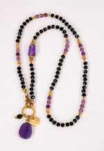 Naszyjnik czarny turmalin, ametyst 1 - obrazek 2