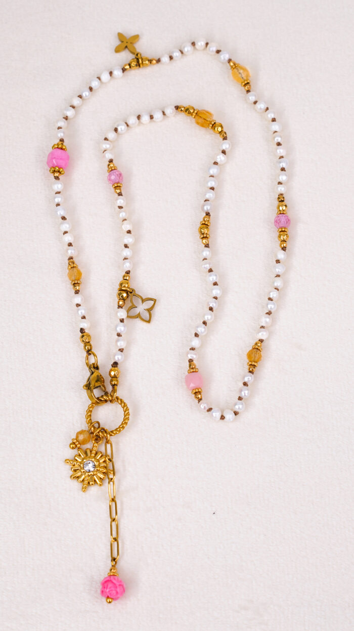 Naszyjnik perła, cytryn, cyrkonia - obrazek 2