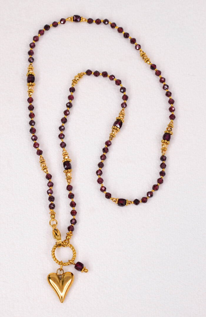 Naszyjnik granat, serce - obrazek 2