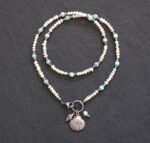 Naszyjnik perełki, larimar, muszle - obrazek 2