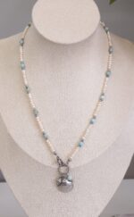 Naszyjnik perełki, larimar, muszle - obrazek 4