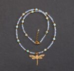 Naszyjnik opalit, larimar, ważka