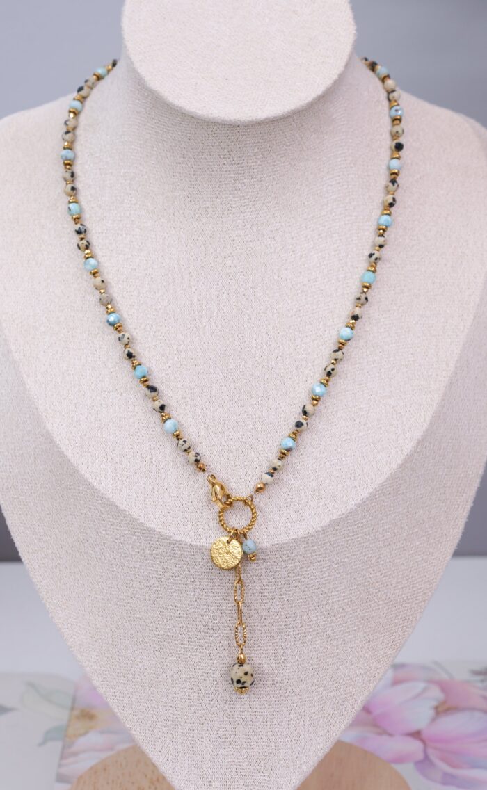 Naszyjnik jaspis dalmatyński, larimar - obrazek 2