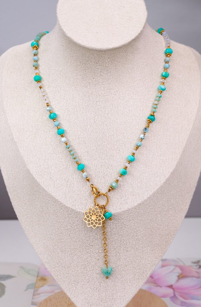 Naszyjnik larimar, amazonit, opalit - obrazek 2