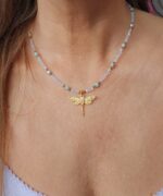 Naszyjnik opalit, larimar, ważka - obrazek 3