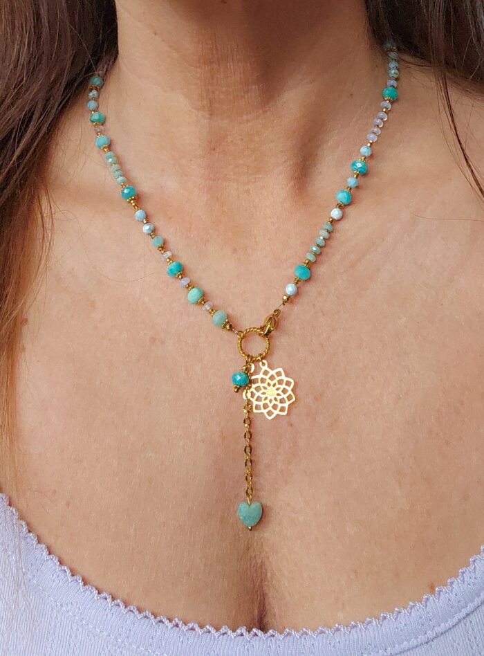 Naszyjnik larimar, amazonit, opalit - obrazek 3