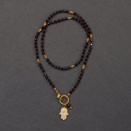 Naszyjnik turmalin, hamsa 3