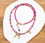 Naszyjnik spinel, lapis lazuli, lunula