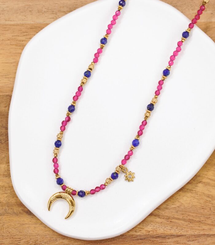 Naszyjnik spinel, lapis lazuli, lunula - obrazek 2