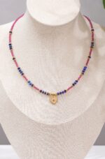 Naszyjnik spinel, lapis lazuli, serduszko - obrazek 3